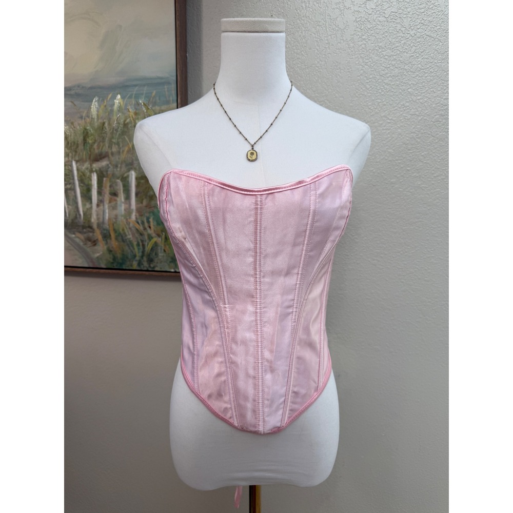 Y2K Pink Satin Corset Top